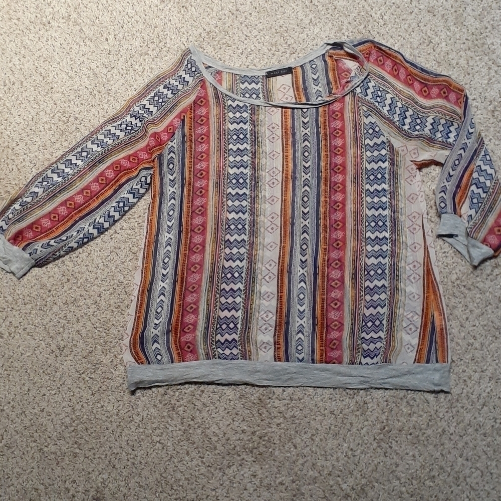 WEST KEI small sheer aztec blouse, $48.00
